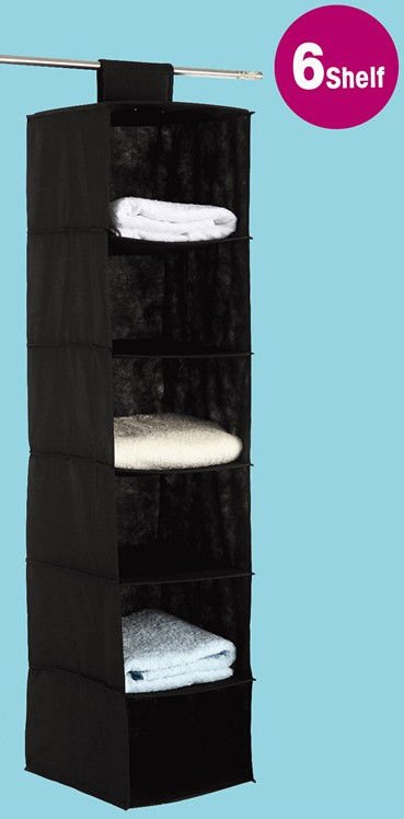 Non-woven 6-Shelf Hanging Wardrobe Sweater Storage Organizer Cloth Blanket Bag Box Closet