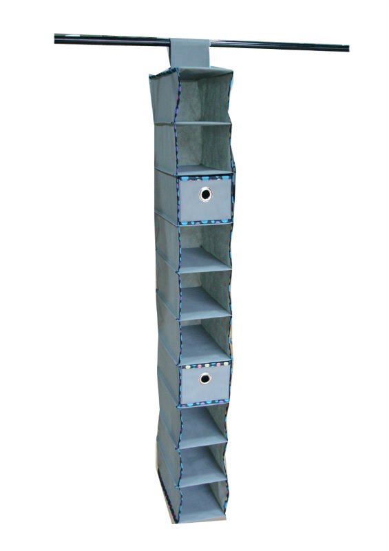 10-shelf hanging storage organizer with 2 drawer