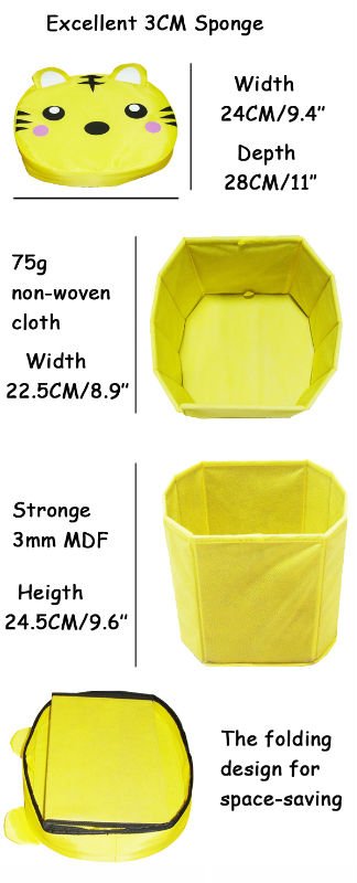 Polyester Kids Folding Diverse Cartoon Oval Storage Stool/Ottoman