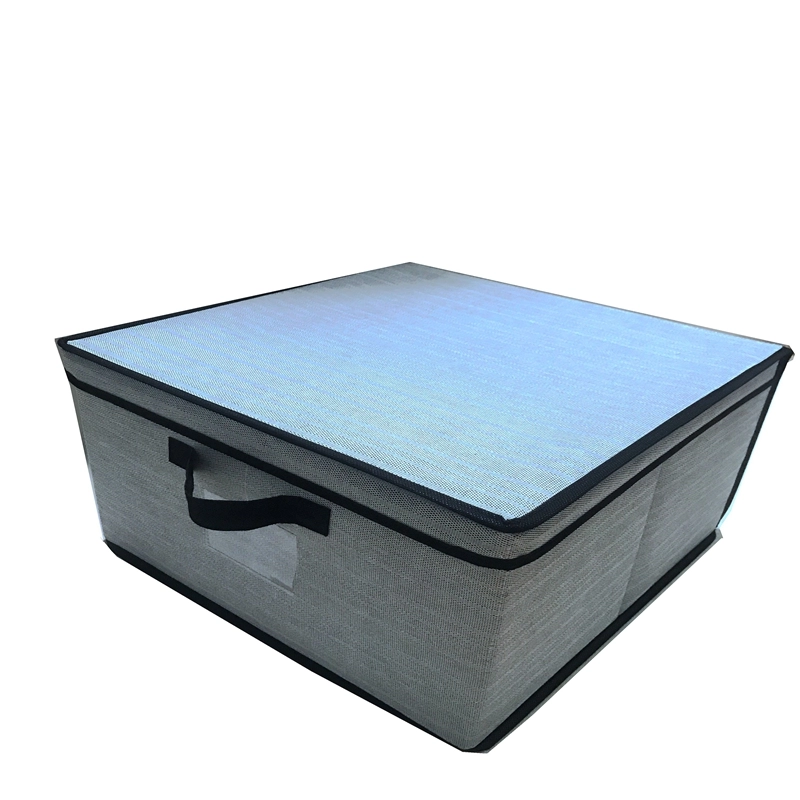 Storage box with lid and card pocket