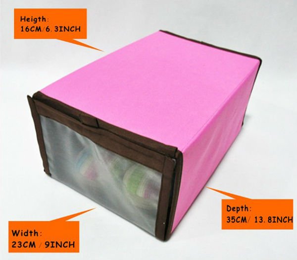 Pink Custom Fabric Shoe Storage Box with Window