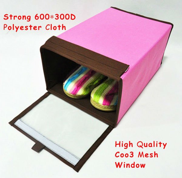 Pink Custom Fabric Shoe Storage Box with Window