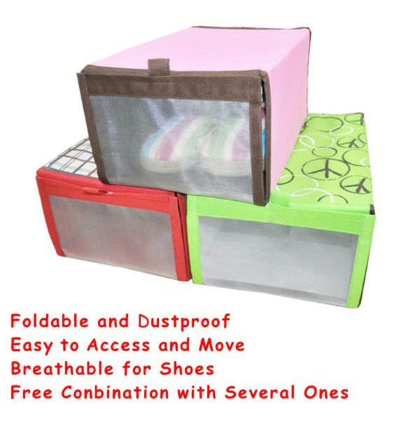 Pink Custom Fabric Shoe Storage Box with Window