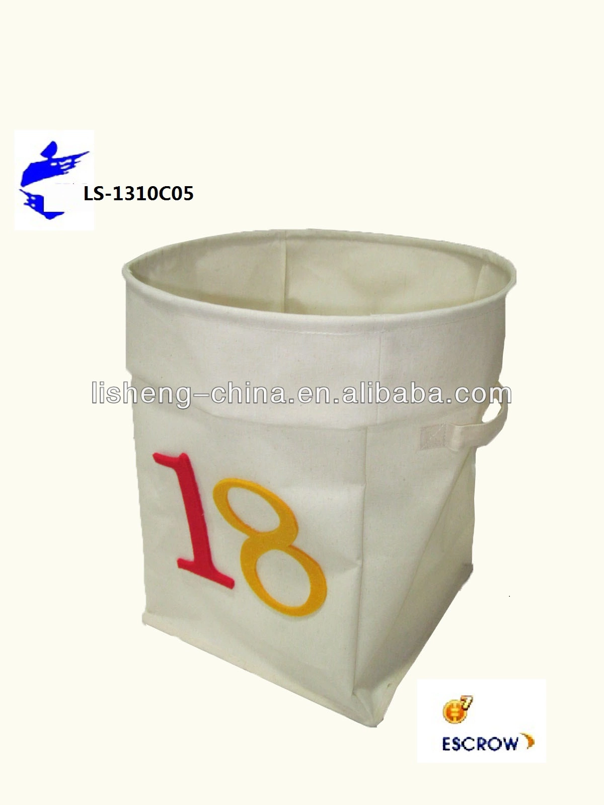 Folding Polyester Canvas Laundry Hamper with numer