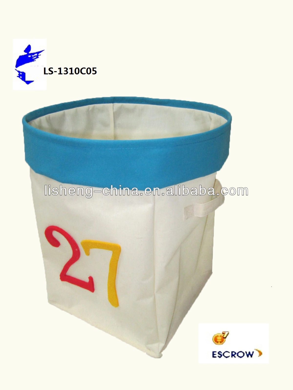 Folding Polyester Canvas Laundry Hamper with numer