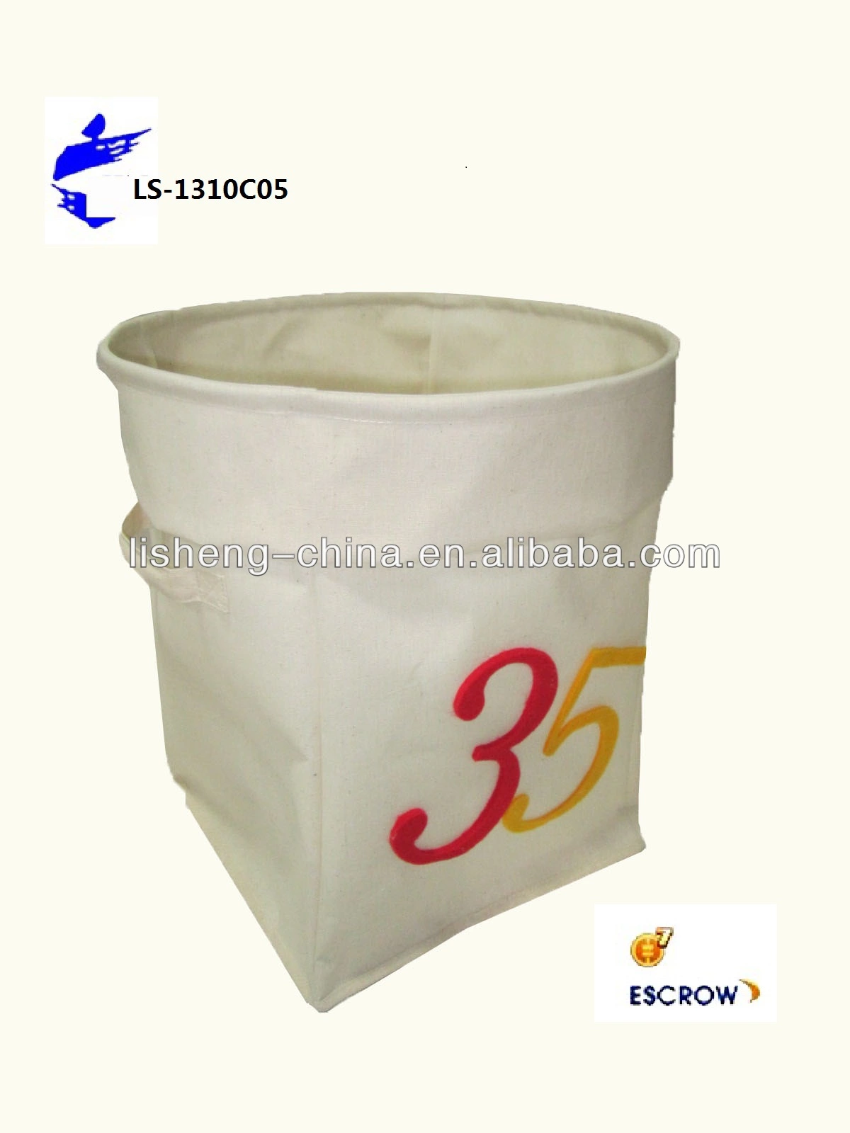 Folding Polyester Canvas Laundry Hamper with numer