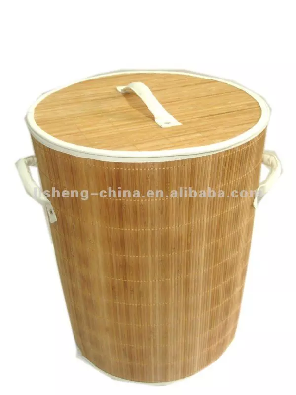 Bamboo Round Laundry Storage Basket