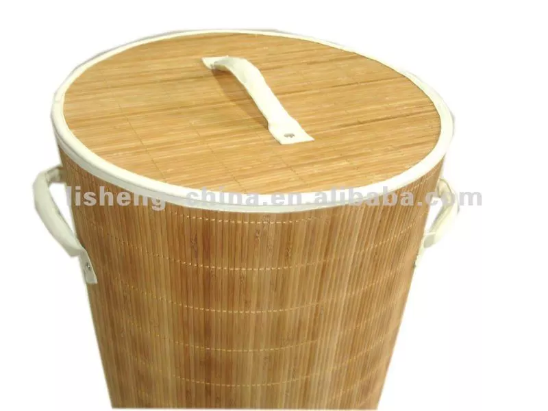 Bamboo Round Laundry Storage Basket